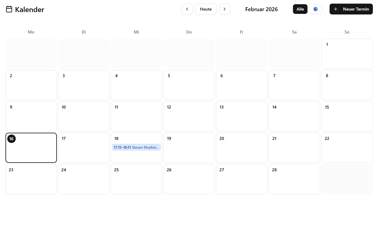 NoShowPay Dashboard - Kalender mit No-Show Übersicht
